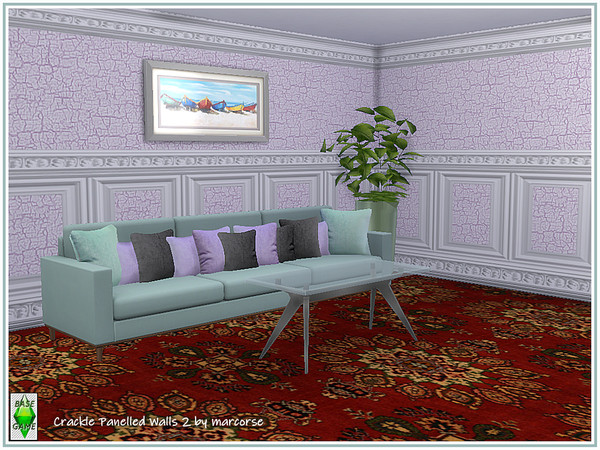 Sims 4 Crackle Panelled Walls by marcorse at TSR