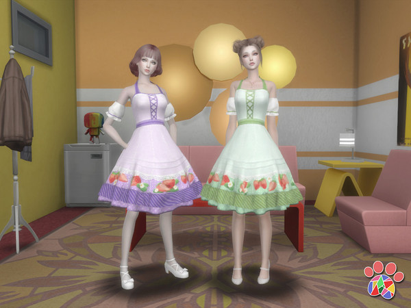Sims 4 Strawberry Dress by Arltos at TSR
