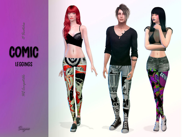 Sims 4 Comic Leggings by Suzue at TSR