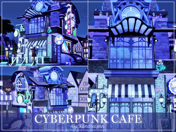 Sims 4 Cyberpunk Cafe by Xandralynn at TSR