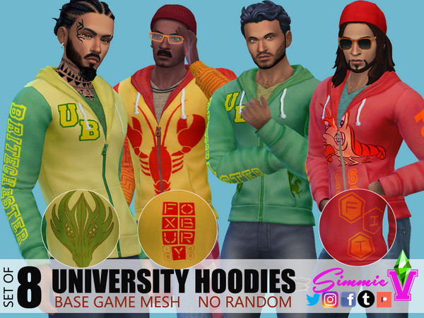 Sims 4 University Hoodies by SimmieV at TSR