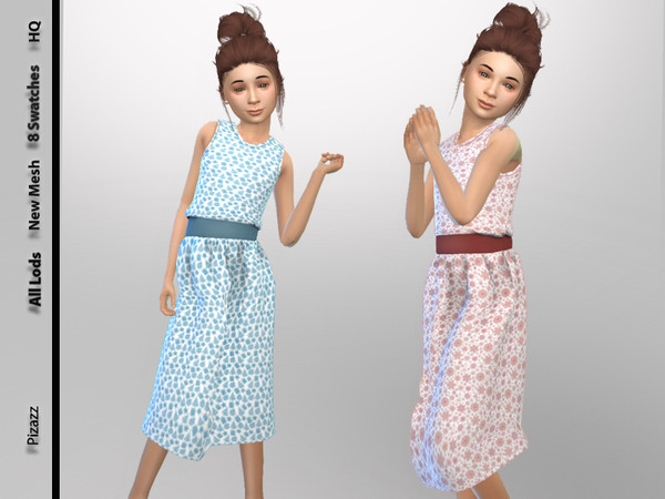 Sims 4 Girls Printed Dress Set by pizazz at TSR
