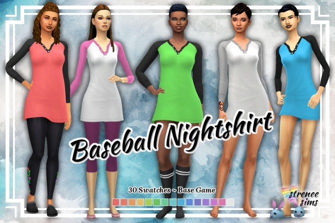 Sims 4 Baseball Nightshirts by Stacy at Strenee Sims