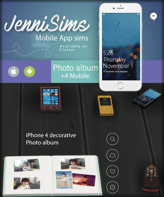 Sims 4 Clutter Mobile IPhone, Photo album 5 Items at Jenni Sims