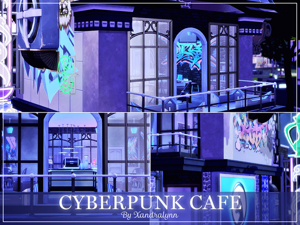 Sims 4 Cyberpunk Cafe by Xandralynn at TSR