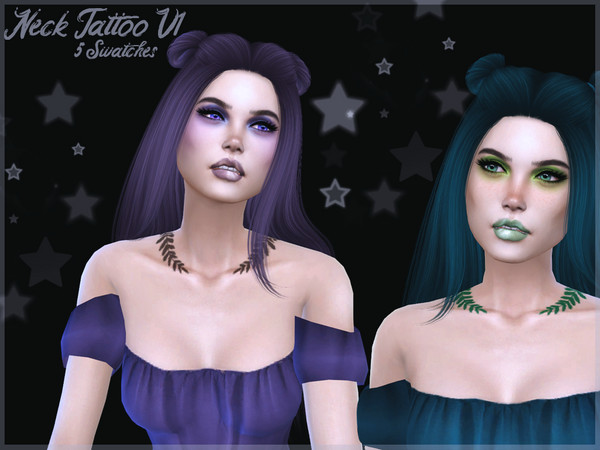 Sims 4 Neck Tattoo V1 by Reevaly at TSR