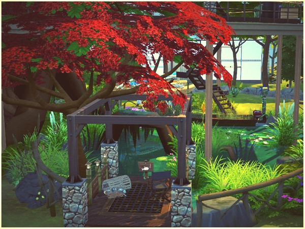 Sims 4 Pond Tree House by lotsbymanal at TSR