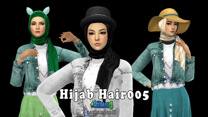 Sims 4 Hijab Model 062 & Hijab Hair 005 + Aminah Collections at Aan Hamdan Simmer93