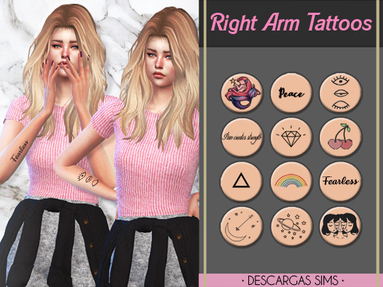Sims 4 Right Arm Tattoos at Descargas Sims