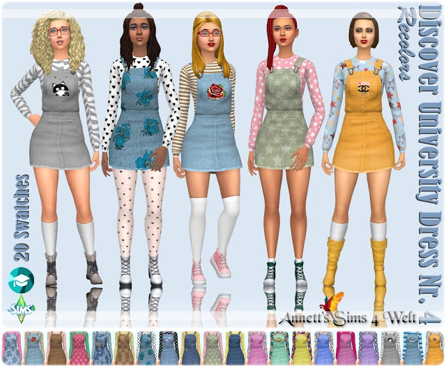 Sims 4 Discover University Dress Nr. 4 Recolors at Annett’s Sims 4 Welt