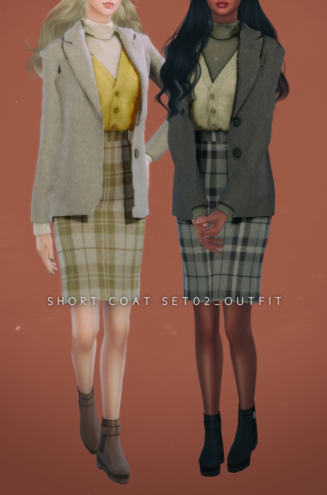 Sims 4 Short Coat Set at NEWEN