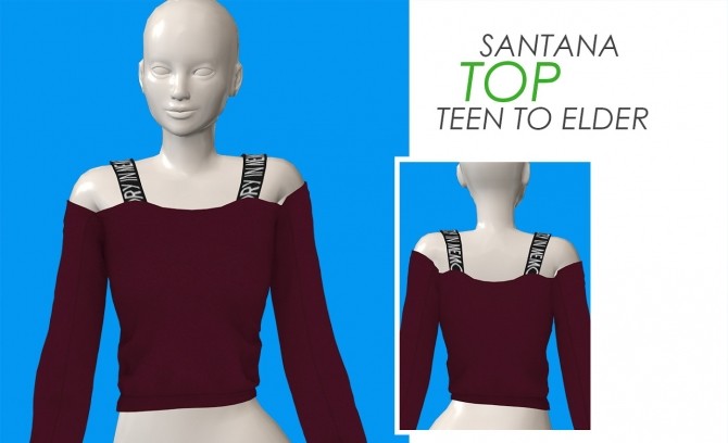 Sims 4 SANTANA TOP by Thiago Mitchell at REDHEADSIMS