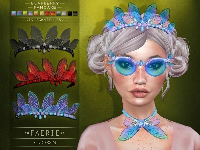 Sims 4 Faerie Set: Crown, Glasses & Collar at Blahberry Pancake