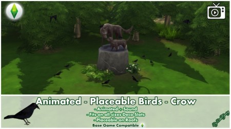 Animated Placeable Birds – Crow by Bakie at Mod The Sims