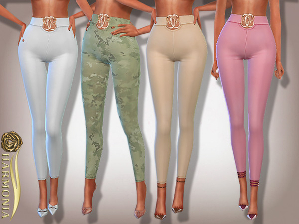 Sims 4 Clasp Trim Detail Fitted Trousers by Harmonia at TSR