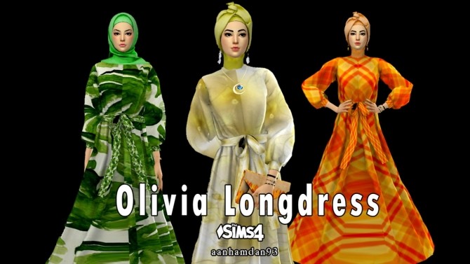 Sims 4 Hijab Model 060 & 061 + Olivia Longdress at Aan Hamdan Simmer93