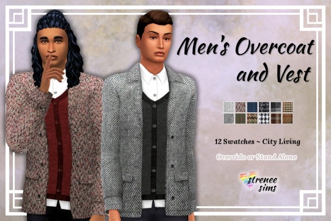 Sims 4 Wool Overcoat and Vest at Strenee Sims
