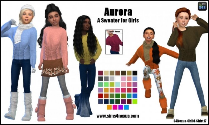 Sims 4 Aurora sweater for girls by SamanthaGump at Sims 4 Nexus
