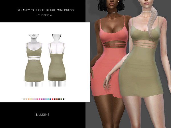 Sims 4 Strappy Cut Out Detail Mini Dress by Bill Sims at TSR