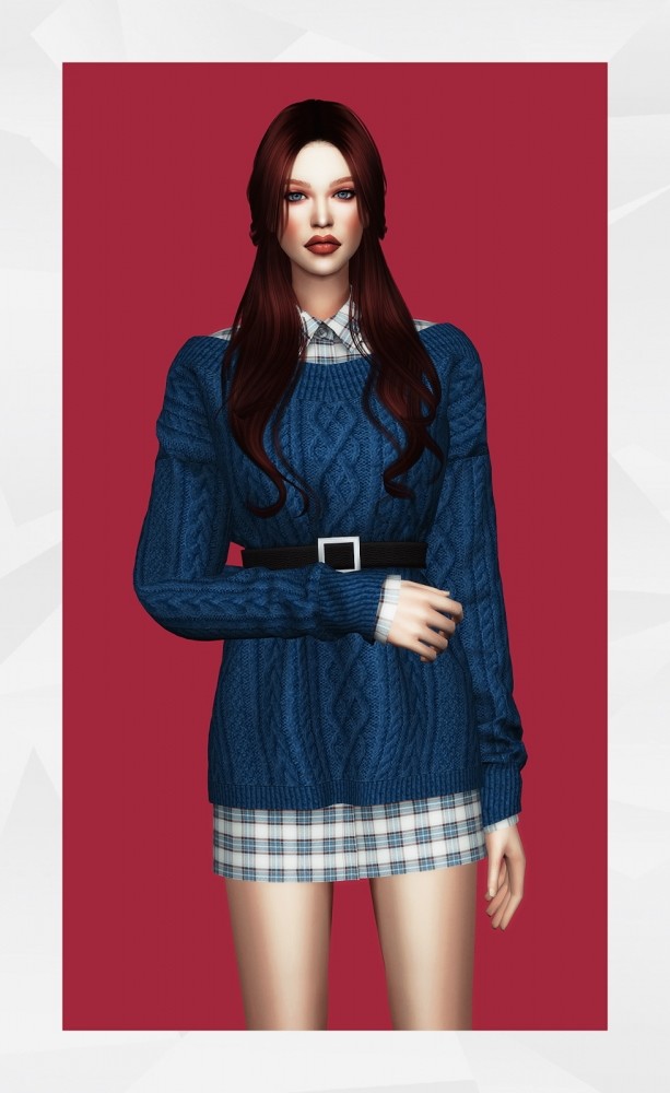 Sims 4 Belted Sweater Dress & Shirt at Gorilla