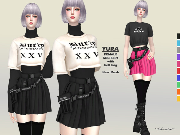 Sims 4 YURA Mini Skirt by Helsoseira at TSR