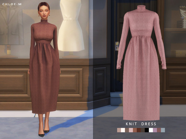 Sims 4 Knit Dress by ChloeM at TSR