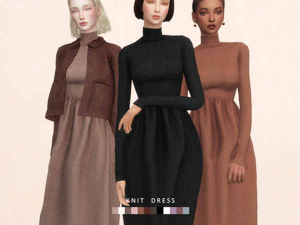 Sims 4 Knit Dress by ChloeM at TSR