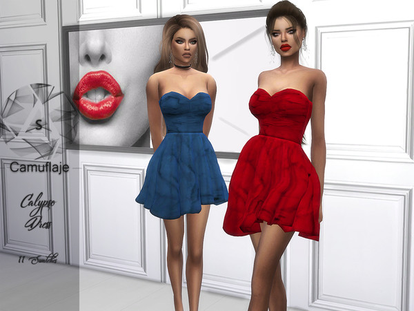 Sims 4 Calypso Dress by Camuflaje at TSR