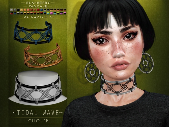 Tidal Wave choker & earrings at Blahberry Pancake » Sims 4 Updates