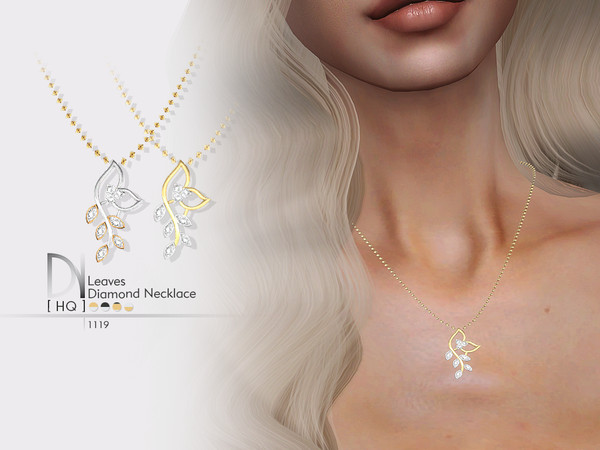 Sims 4 Leaves Diamond Necklace by DarkNighTt at TSR