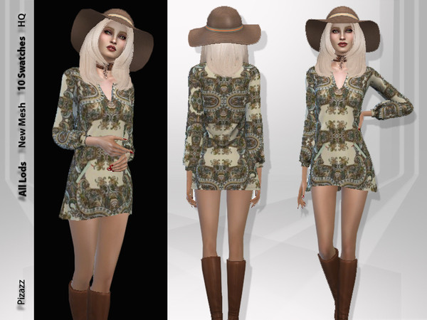 Sims 4 Boho Dress by pizazz at TSR