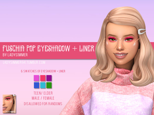 Sims 4 Fuschia Pop Eyeshadow + Liner by LadySimmer94 at TSR