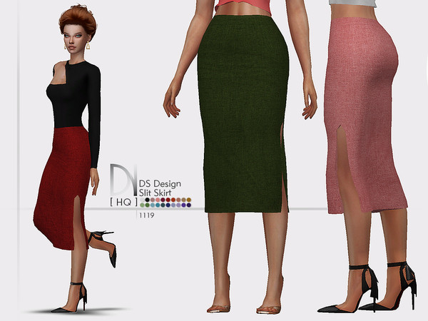 Sims 4 DS Design Slit Skirt by DarkNighTt at TSR