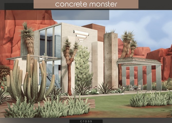 Sims 4 Concrete Monster house by Praline at Cross Design
