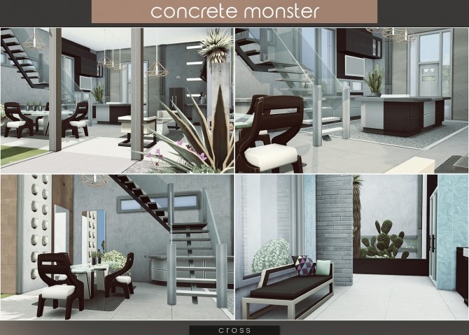 Sims 4 Concrete Monster house by Praline at Cross Design