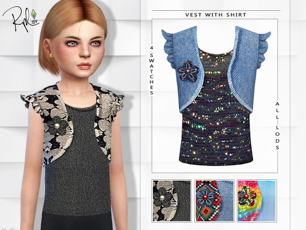 Sims 4 Vest with Shirt for Girls by RobertaPLobo at TSR