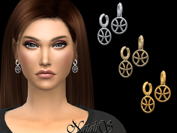 Sims 4 Pisces drop earrings by NataliS at TSR