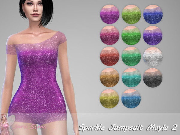 Sims 4 Sparkle Jumpsuit Mayla 2 by Jaru Sims at TSR