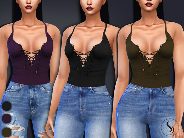 Sims 4 Front Tie Fit Tops by Saliwa at TSR