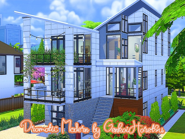 Sims 4 Dramatic modern house by GenkaiHaretsu at TSR