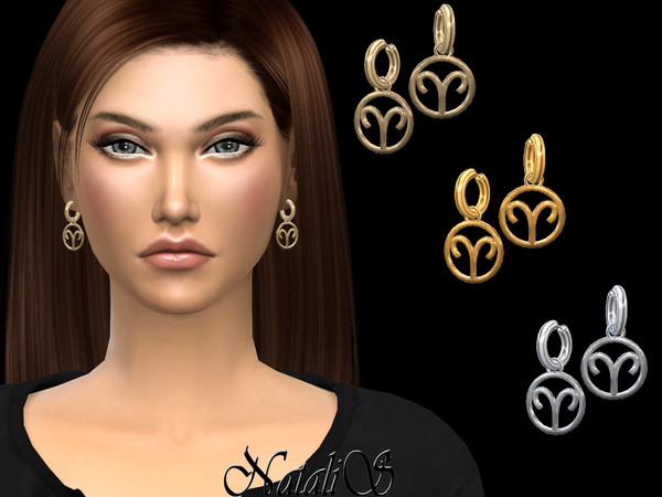 Sims 4 Aries drop earrings by NataliS at TSR