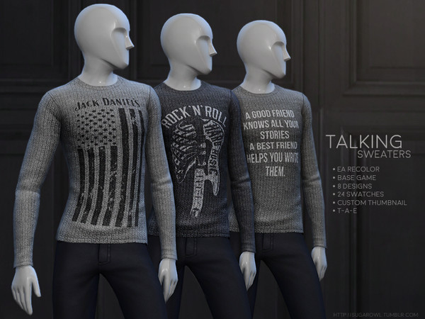 Sims 4 Talking sweaters by sugar owl at TSR