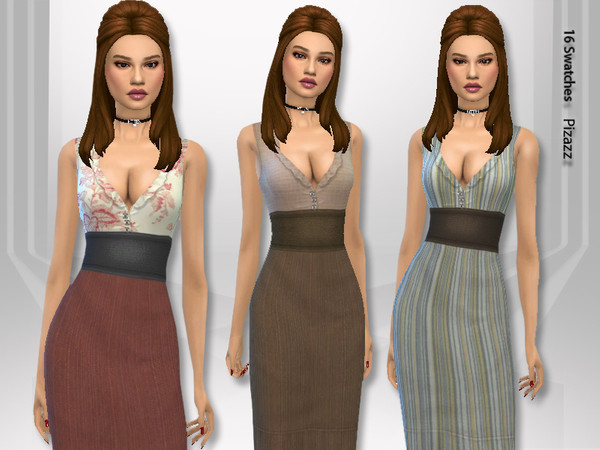 Sims 4 Belted Midi dress by pizazz at TSR