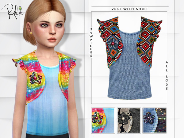 Sims 4 Vest with Shirt for Girls by RobertaPLobo at TSR