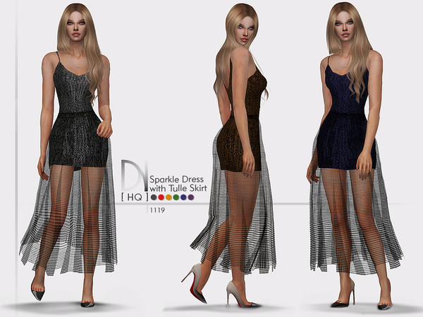 Sims 4 Sparkle Dress with Tulle Skirt by DarkNighTt at TSR