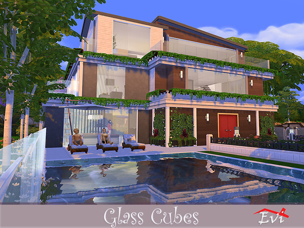 Sims 4 Glass Cubes house by evi at TSR