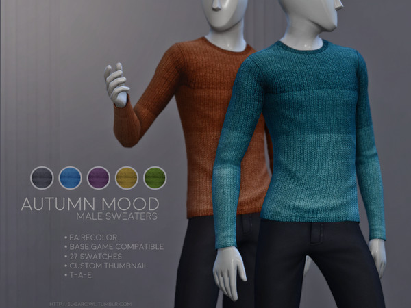 Sims 4 Autumn Mood sweaters by sugar owl at TSR
