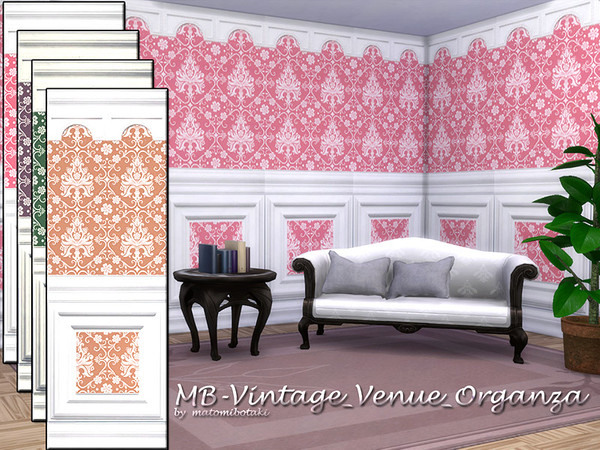Sims 4 MB Vintage Venue Organza wallpaper by matomibotaki at TSR