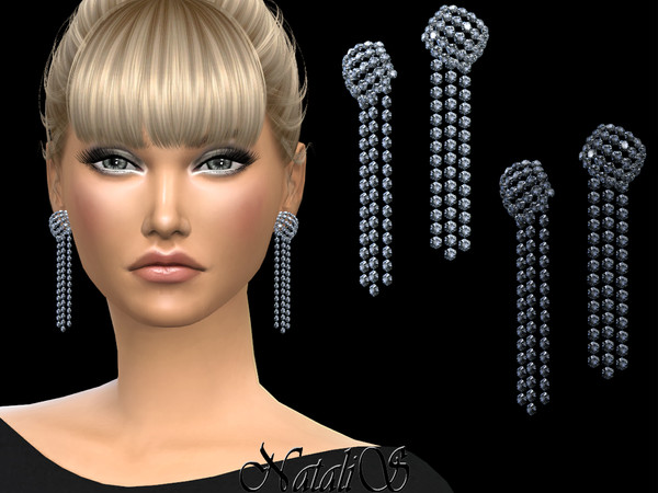 Sims 4 Crystal waterfall earrings by NataliS at TSR
