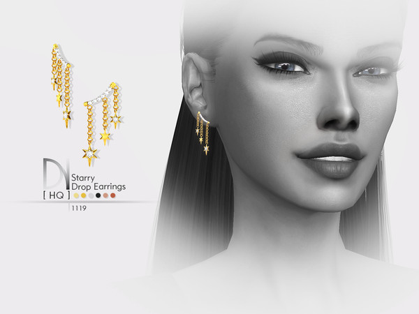 Sims 4 Starry Drop Earrings by DarkNighTt at TSR